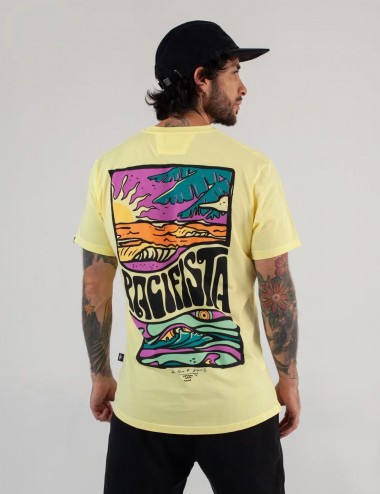 Pacifista Men's Regular Fit Yellow T-Shirt