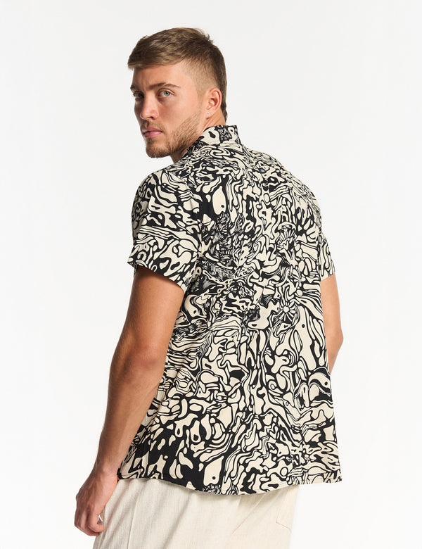 Pareidolia Regular Fit Shirt Black + Ecru Men