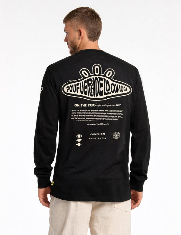 On The Trip Black Regular Fit Long-Sleeve Tee Men's – FOU