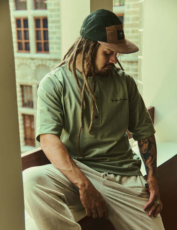 Men's Short Sleeve Sport Collar T-Shirt Mineral Green