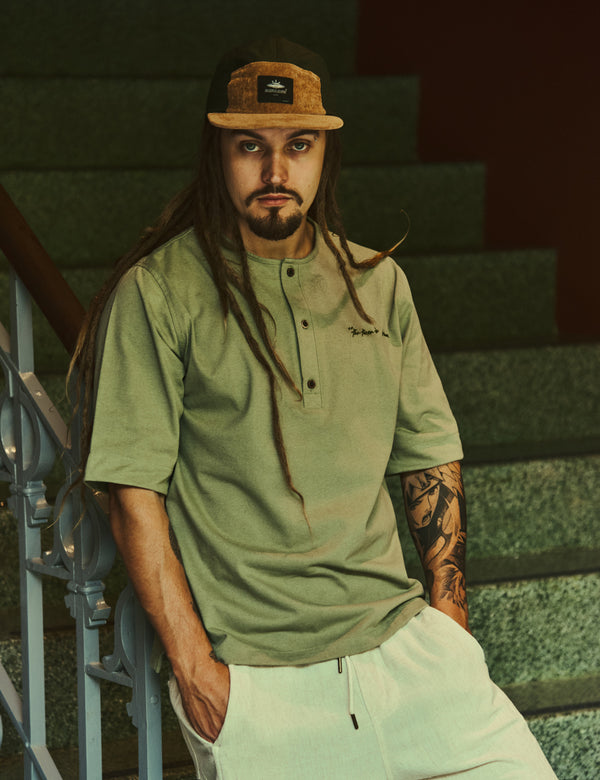 Men's Short Sleeve Sport Collar T-Shirt Mineral Green