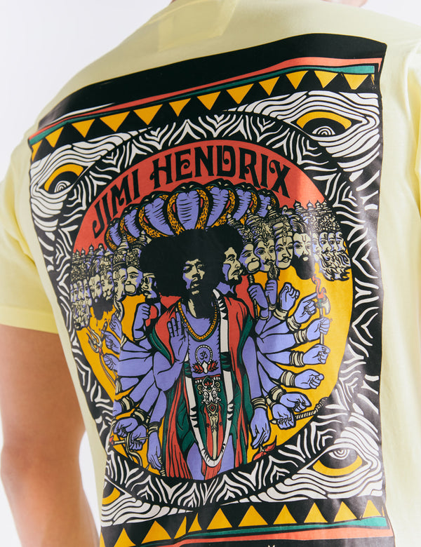 Men's Regular Fit Jimi Hendrix Yellow T-Shirt