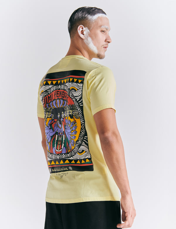 Men's Regular Fit Jimi Hendrix Yellow T-Shirt