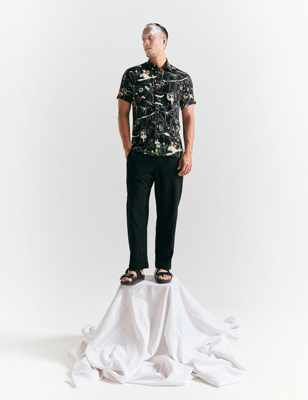 Men's Regular Fit Miro Shirt, Black + Off-White