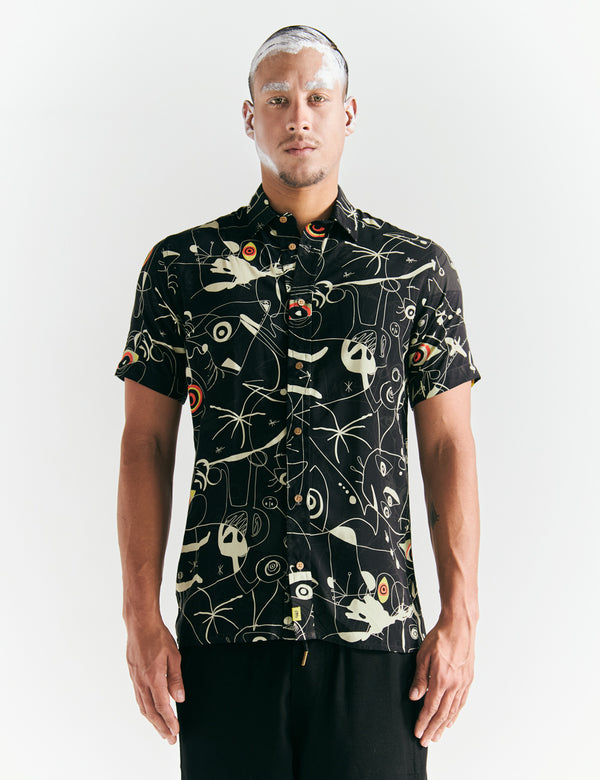Men's Regular Fit Miro Shirt, Black + Off-White