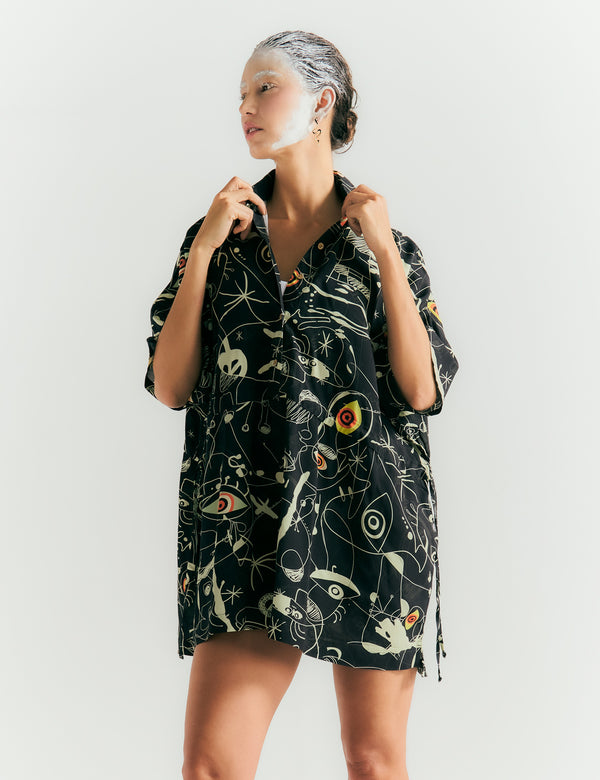 Women's Kurta Adjustable Straps Joan Black+Ecru