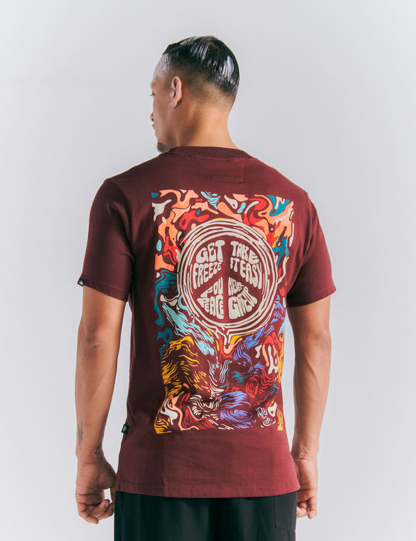 Men's regular fit Melt burgundy t-shirt
