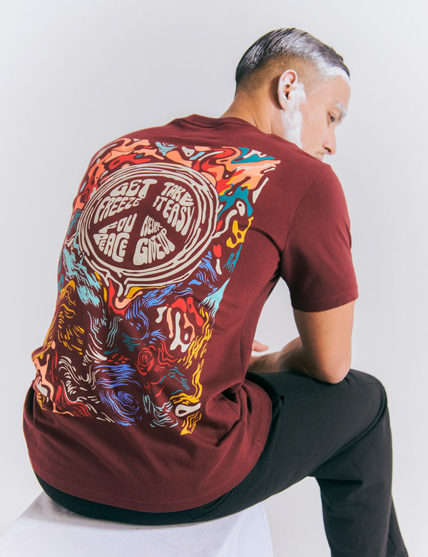 Men's regular fit Melt burgundy t-shirt