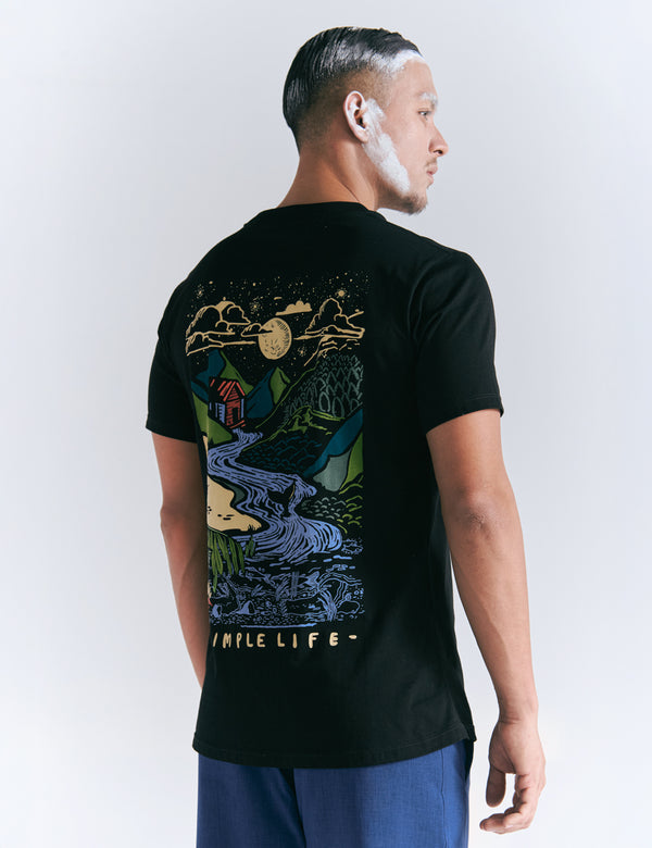 Mountain Life Regular fit black Unisex t-shirt