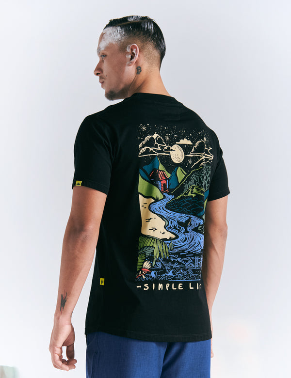 Mountain Life Regular fit black Unisex t-shirt