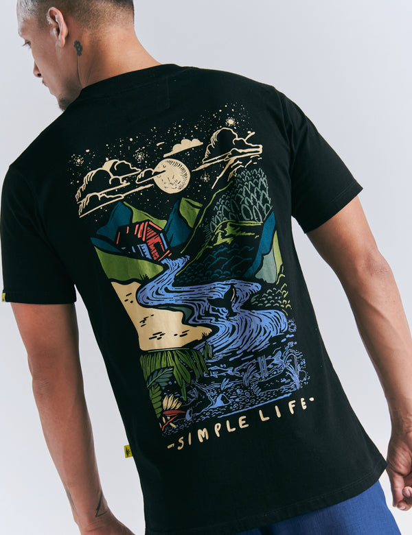 Mountain Life Regular fit black Unisex t-shirt