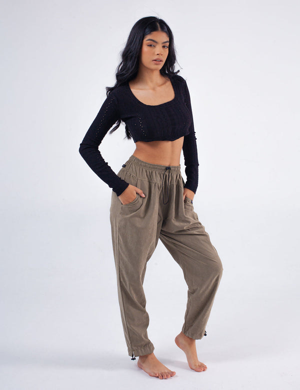 Thin Military Green Women's Baggy Pants