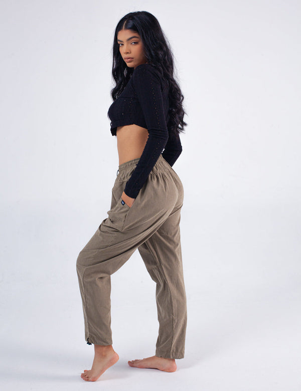 Thin Military Green Women's Baggy Pants