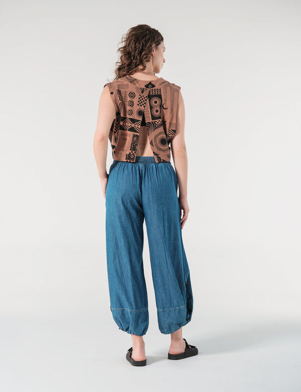 Despertar Blue Denim Loose Fit Pants Women's – FOU