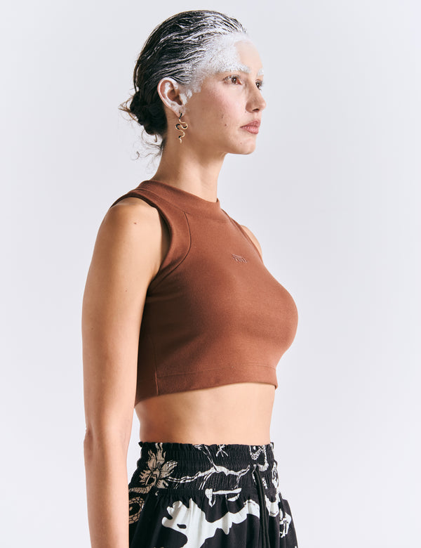 Women's Terracotta Raglan Crop Top