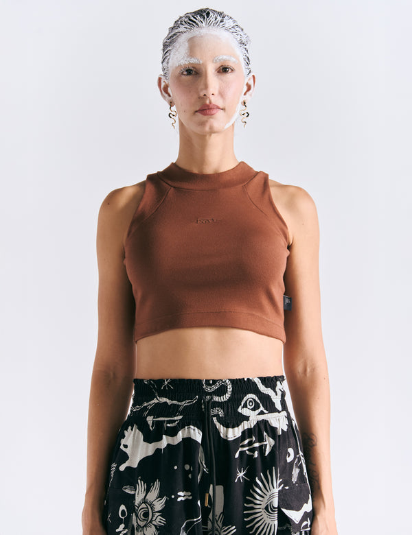 Women's Terracotta Raglan Crop Top