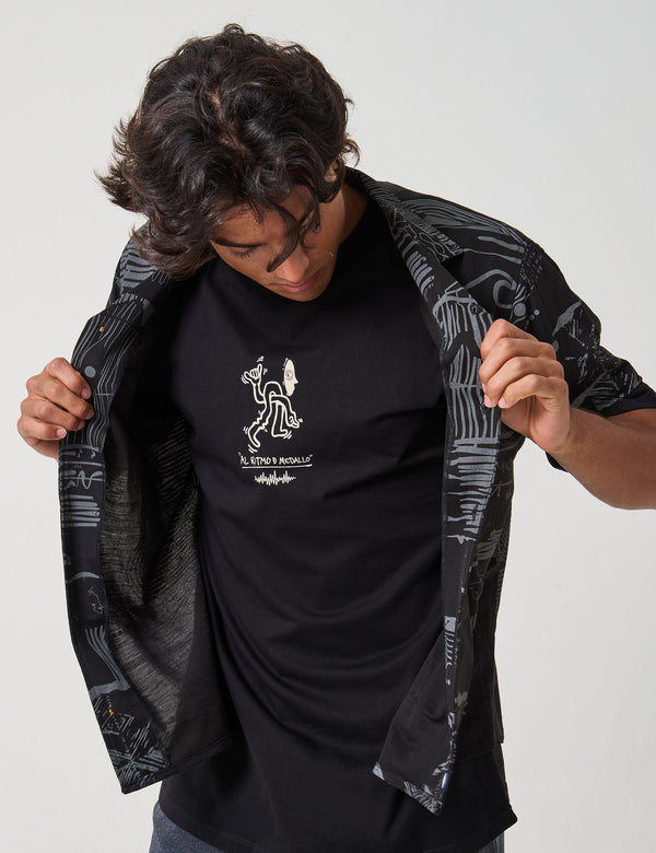 Men’s Sinestesia Black Short-Sleeve Sport Collar Shirt