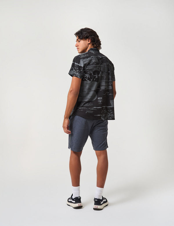Men’s Sinestesia Black Short-Sleeve Sport Collar Shirt