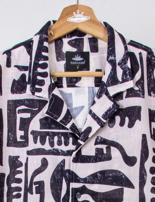 Copto Black + Pale Pink Short Sleeve Sport Collar Unisex Shirt