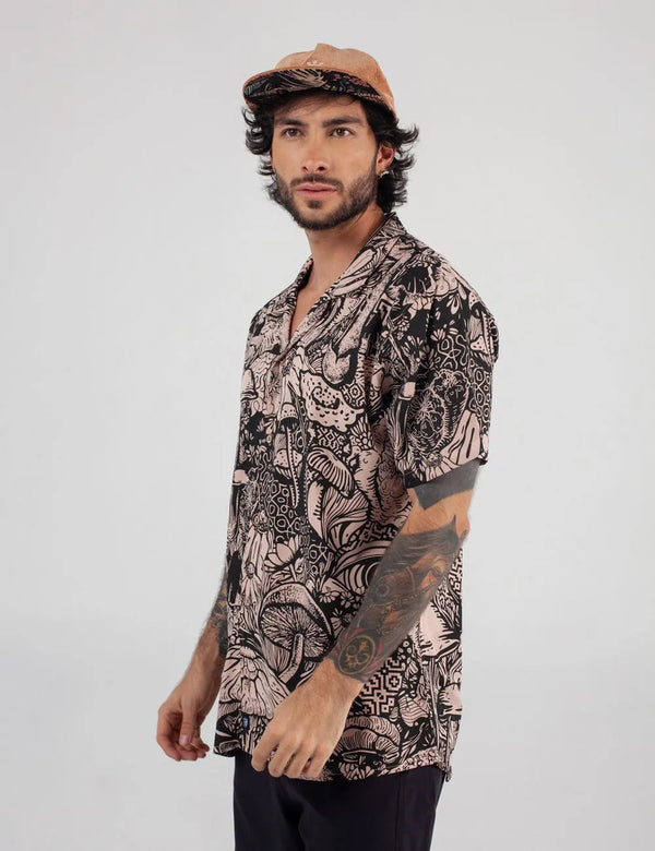 Landsky Coral Men's Short Sleeve Sport Collar Shirt