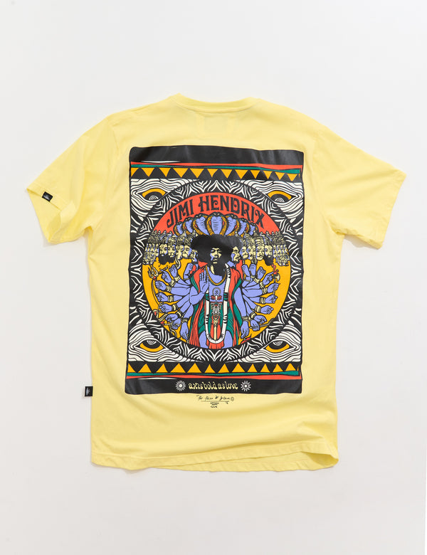 Men's Regular Fit Jimi Hendrix Yellow T-Shirt