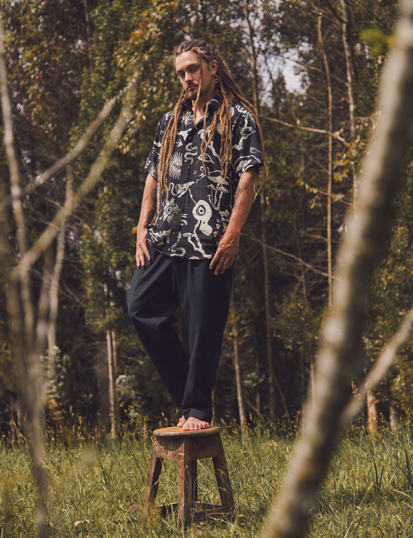 Regular Fit Chacras Shirt Black + Ecru Men