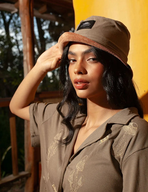Fisher Hat Duplex pistachio + coffee Unisex