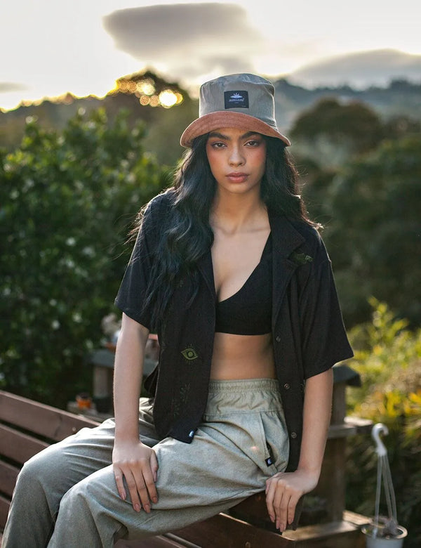 Fisher Hat Duplex pistachio + coffee Unisex