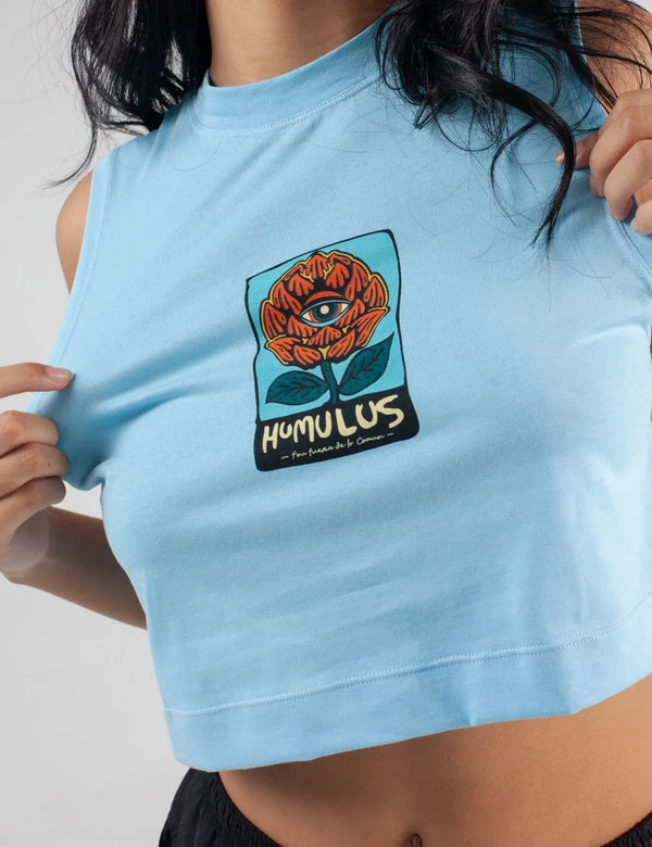 Women’s Lúpulo Light Blue High-Neck Crop Top