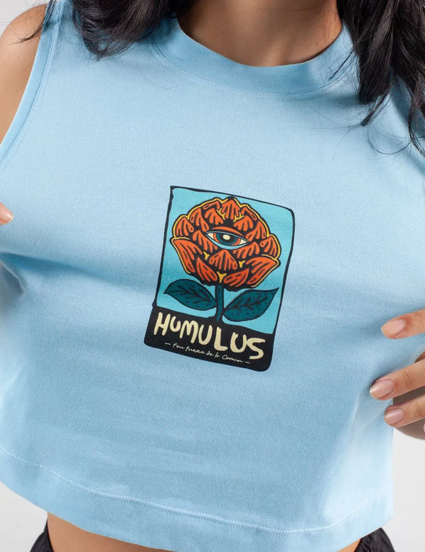 Women’s Lúpulo Light Blue High-Neck Crop Top