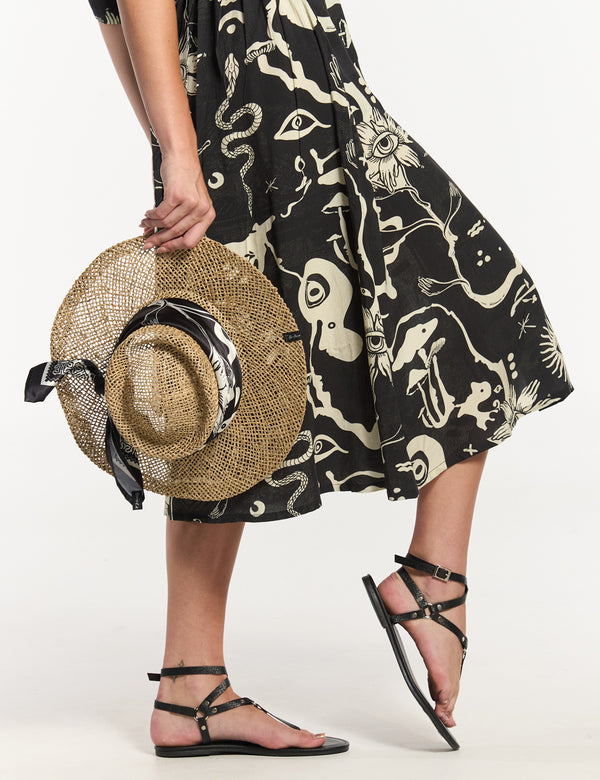 Savia Semi-Fitted Dress Black + Ecru Women